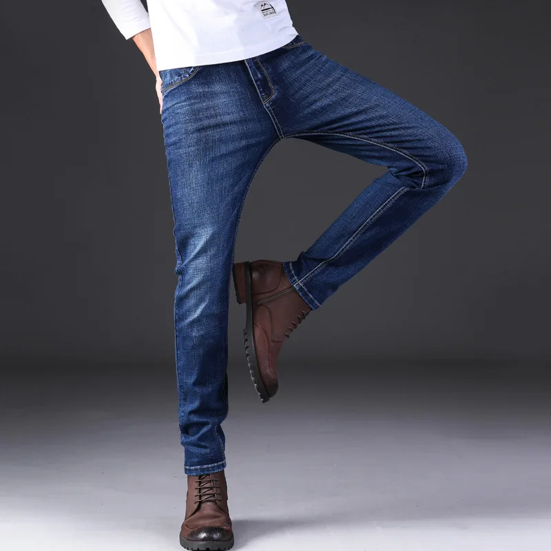 Высококачественные Темно-Синие рваные джинсы с принтом, Мужские Оригинальные брендовые джинсы, мужские джинсовые брюки, мужские мото-байкерские джинсы