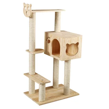 

Sisal Cat Crawls Solid Wood Grabs Column Tree House Toy Platform Nest Shelf Furniture Four Seasonsfor cats sisal rope