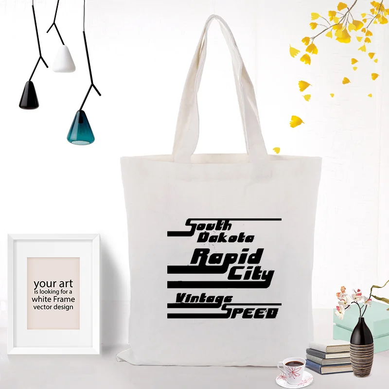 Текстовый тип сумки вместительная сумка для покупок сумка Холст пользовательский печать текстовый логотип DIY ежедневное использование экологическая многоразовая утилизация