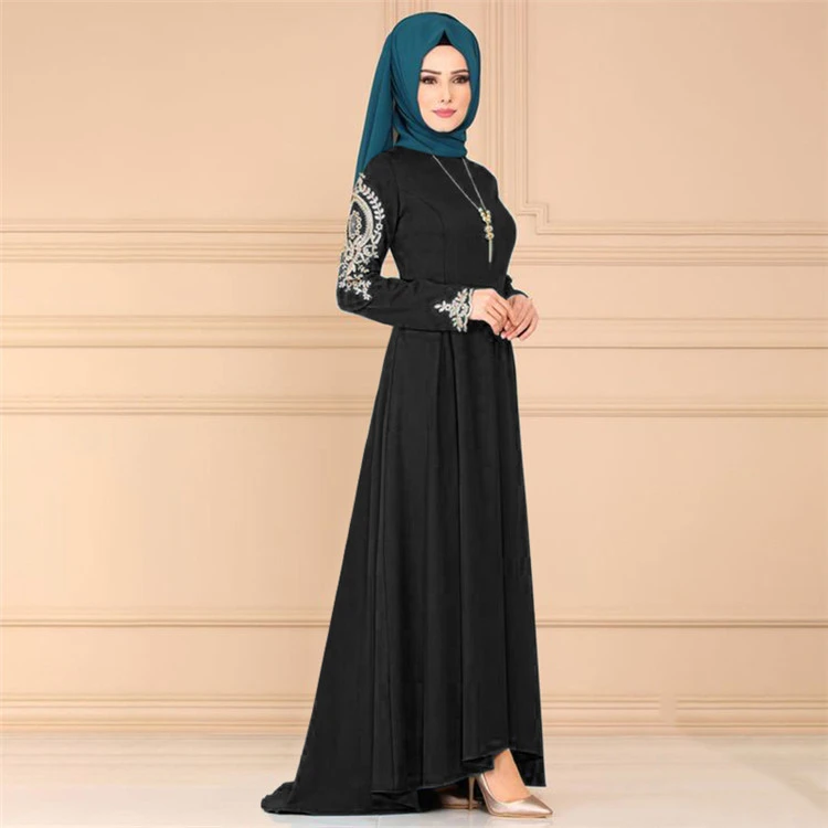 WEPBEL арабское Народно-пользовательское мусульманское женское платье с вышивкой и длинным рукавом, облегающее платье с широкой юбкой