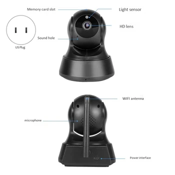 

Indoor Surveillance Camera 1080P Intelligent High-Definition Wifi Monitor with Night Vision, Motion Detection(US Plug)