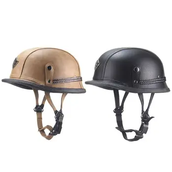 

Adult Open Face Half Leather Helmet Motorcycle Helmet Vintage Safety Hard Hat