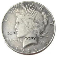 Дата 1928-S доллар мира Посеребренная Имитация монеты