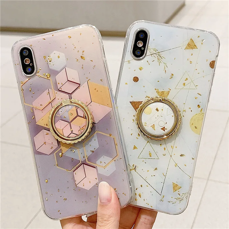 Fashion Finger Ring Stand Phone Case For iPhone 11 Pro Max XS X Silicon protection Cases 8 7 Plus Cover | Мобильные телефоны и