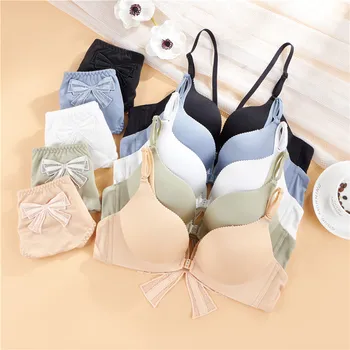 

2020 bra women's suit bowknot front buckle no steel ring sexy adjustment type gather comfortable breathable cross strap design