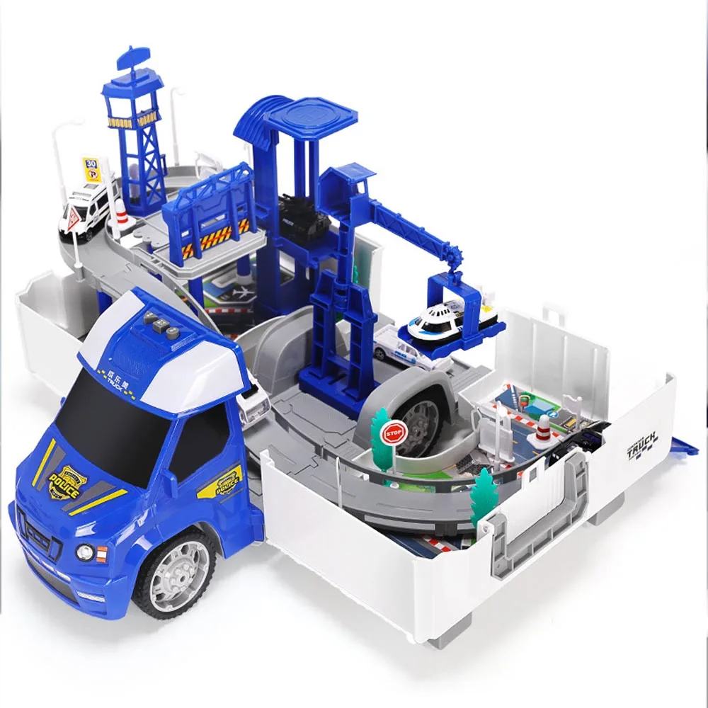 Мальчик железнодорожные гоночные треки электрическая машинка игрушки парковка с легкой музыкой собрать контейнер грузовик трек игрушки для подарка
