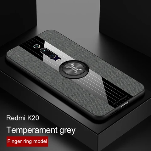 Серый Koosuk тканевый чехол для телефона Xiaomi mi 9T Pro Red mi K20 mi 9t палец кольцо Автомобильный держатель Подставка сшивание задняя крышка Броня корпус Coque - Цвет: Серый