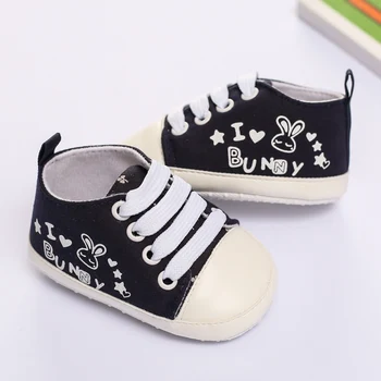 

Baby Sweet Bunny Print Shoes Lace-up Casual Canvas Shoes Baby Anti-slip Sneakers Infant Toddler Shoes Baby Walking Shoes New