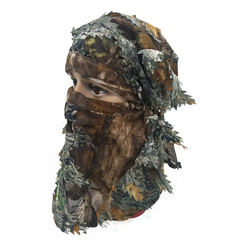 

3D Unisex Leaf Blind Mask Outdoor Multi-functional Camping Hunting Bionic Camouflage Headgear suit