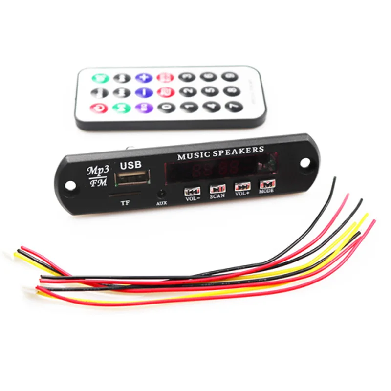 Автомобильный MP3 музыкальный декодер плата DC 12 В USB питания TF FM радио аудио модуль