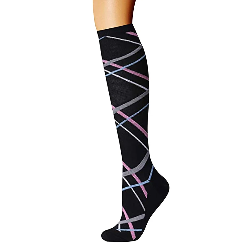 Компрессионные носки по колено, 1 пара, спортивные носки для ног, медицинские, для бега, мужские, спортивные, унисекс, для голени, поддерживающие чулки, носки для женщин - Цвет: 21