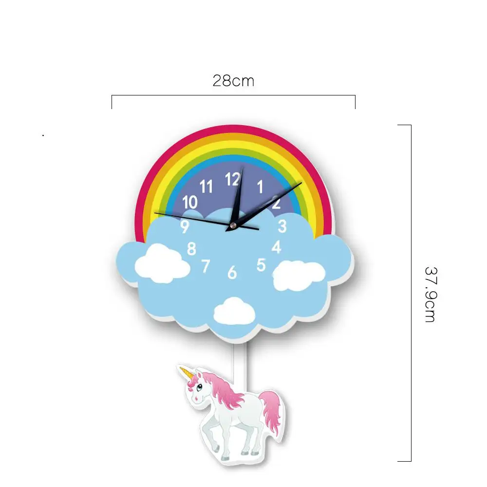 Качели настенные часы современный дизайн стена в скандинавском стиле часы модные креативные тихий кварцевый часы для дома спальни Декор для гостиной - Цвет: Unicorn Wall Clock