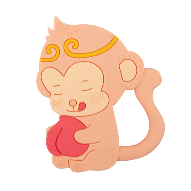 

1pc Silicone Teether Monkey Baby Teether Pendant Food Grade BPA Free Baby Teething Chew Charms Silicone Beads Toy Gift