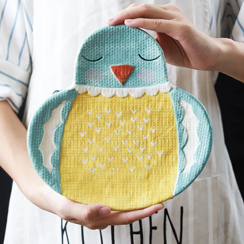 Керамическая тарелка с милым рисунком Детские тарелки для фруктов в форме