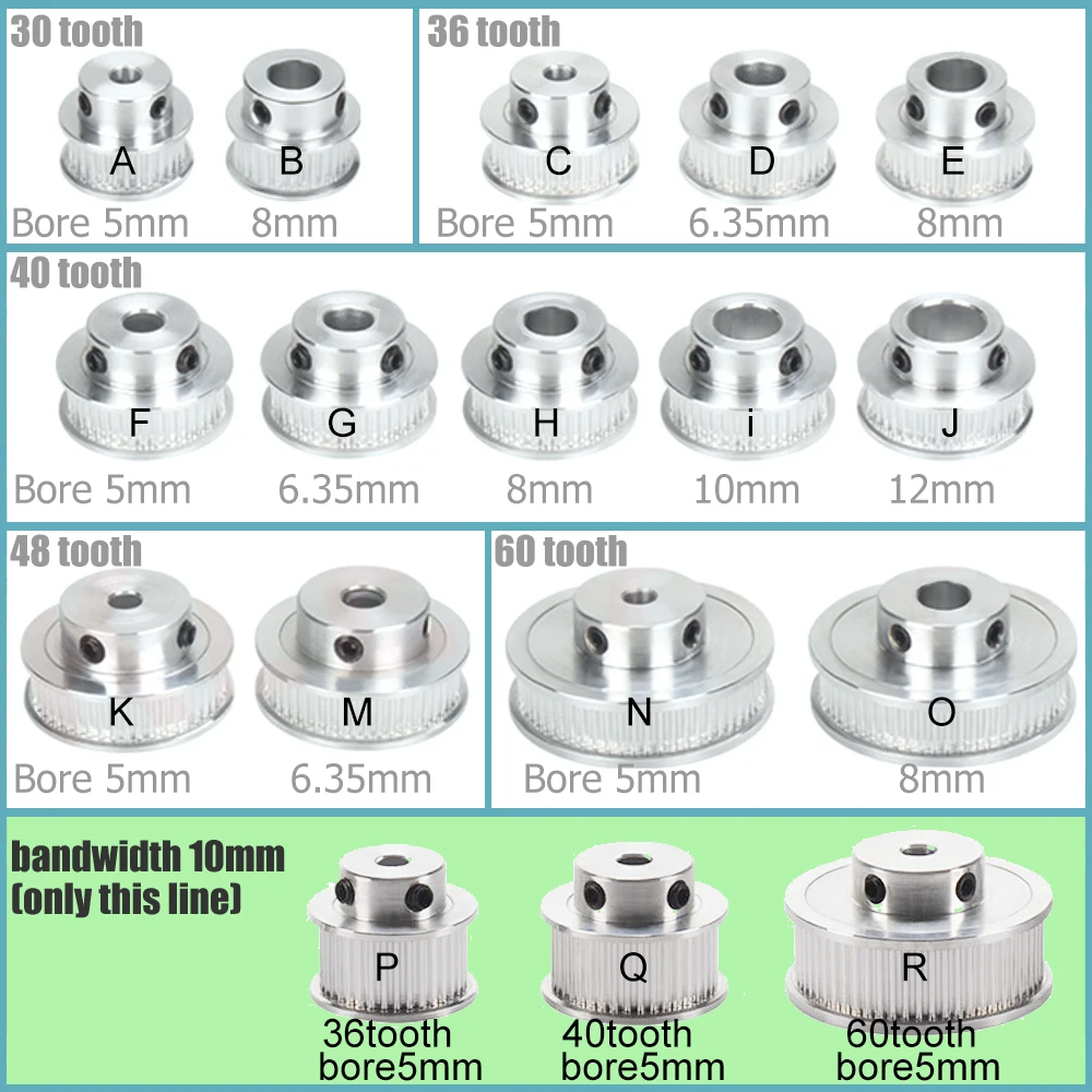 GT2 60 teeth 40Teeth 30 tooth 36tooth Bore 5mm/8mm Timing Alumium Pulley Fit for GT2-6mm Open Timing Belt for 3D Printer motor 3d printer