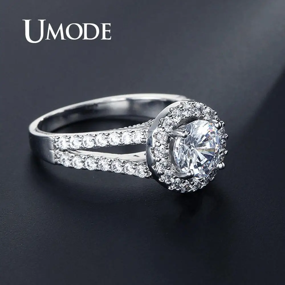 UMODE роскошные круглые обручальные кольца с фианитами и кристаллами для женщин, женские обручальные кольца на палец, свадебные ювелирные изделия для девочек, модные подарки UR0021