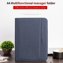 A4 Document Folder Briefcase padfolio PU Leather Zipped Conference Bag Business file folder manager