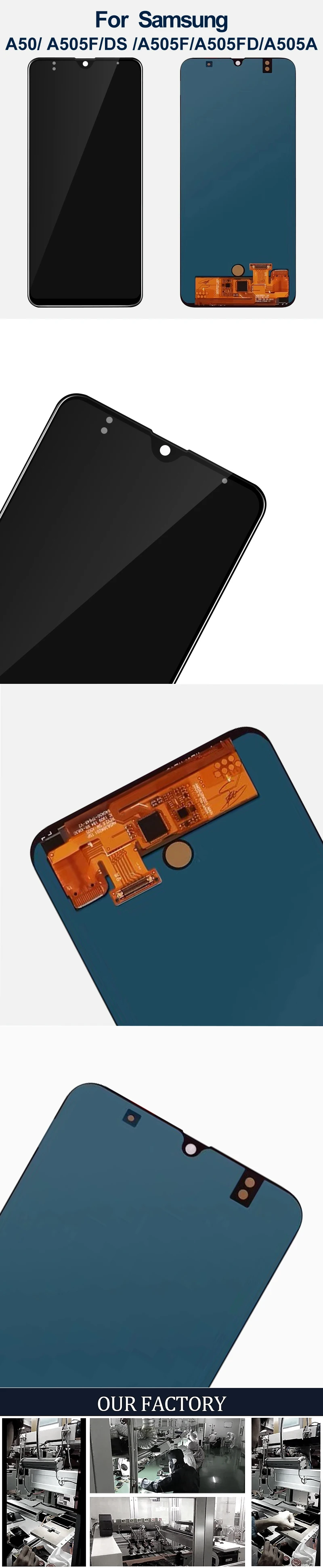 Для samsung Galaxy A50 SM-A505FN/DS A505F/DS A505 ЖК-дисплей кодирующий преобразователь сенсорного экрана в сборе с рамкой для samsung A50 lcd