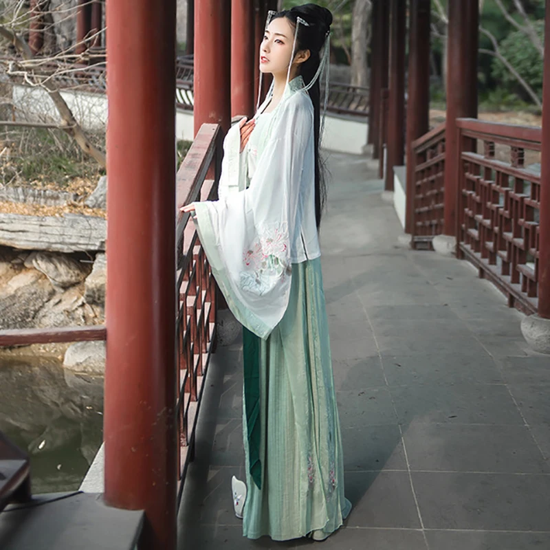 Женский китайский национальный танец Hanfu, костюм с вышивкой, танцевальные костюмы для выступлений в восточном стиле, одежда в народном стиле SL1397