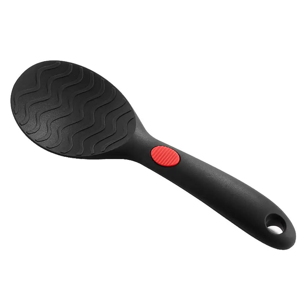 black rice spoon Прочная силиконовая Нескользящая ручка с висячим черным/красным/серым отверстием кухонная утварь - Цвет: black rice spoon