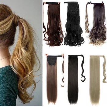 

MUMUPI Clip In Hair Extension PonyTail Wrap Around Curly Ponytail Extensions Long Ponytail Hairpiece Headwear