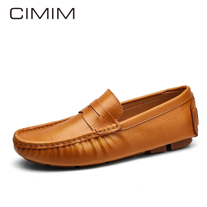 CIMIM/брендовые удобные повседневные мужские лоферы на плоской подошве для вождения; модные кожаные туфли без застежки больших размеров; Новинка; Роскошная офисная обувь для мужчин