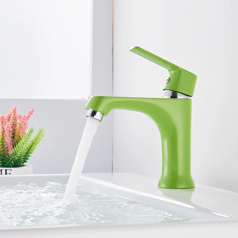 Fashion Style Home Multi-color Bath Basin Faucet Cold and Hot Water Taps Green Orange White bathroom mixer1