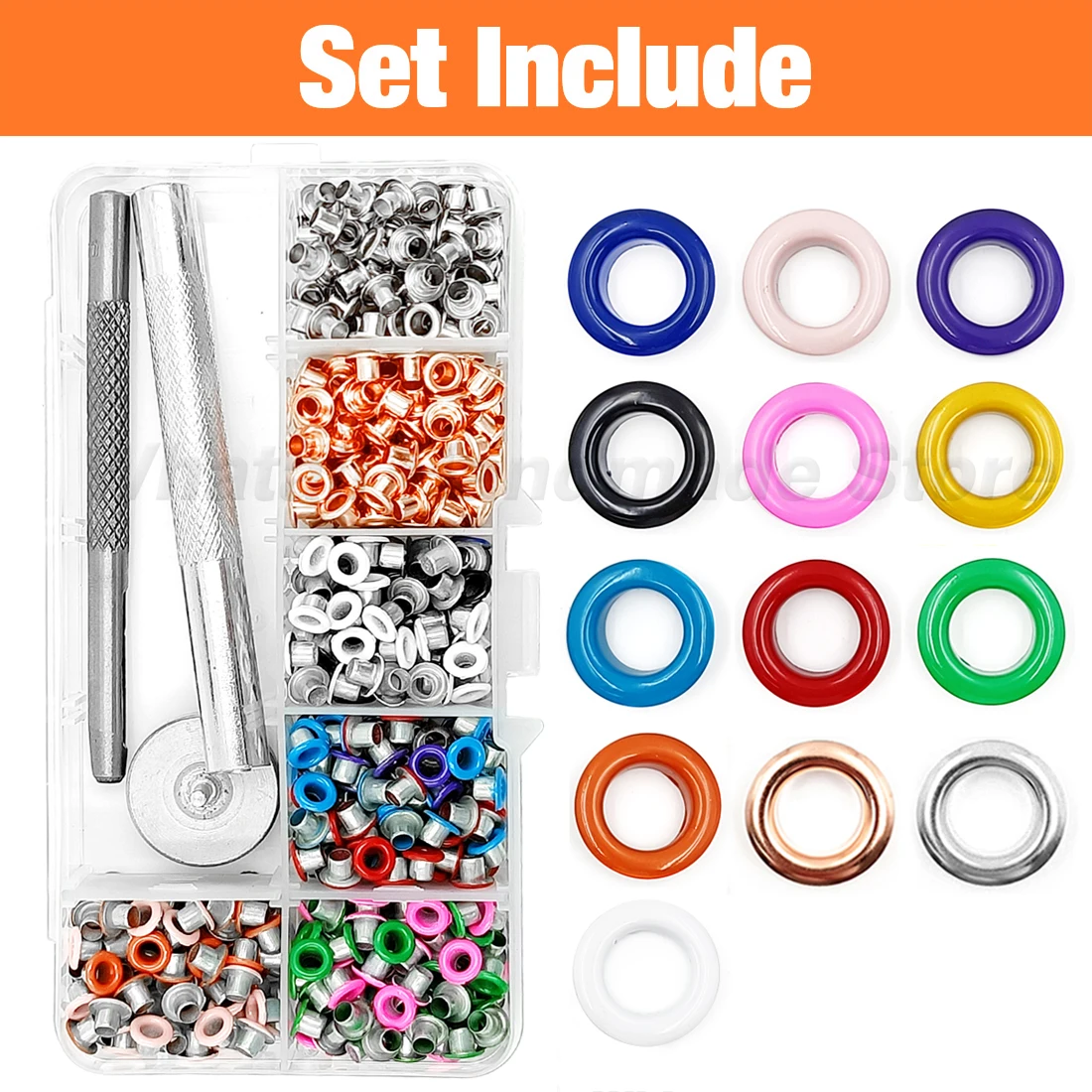 540pcs Metal Eyelets Grommets Installer Punch Tool Set Kits Leathercrafts Clothing Shoes Caps Belt Storage Box