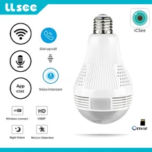 LLSEE – caméra de surveillance panoramique ip wifi HD 360 ° 1080p, dispositif de sécurité domestique sans fil, CCTV, filet fisheye 