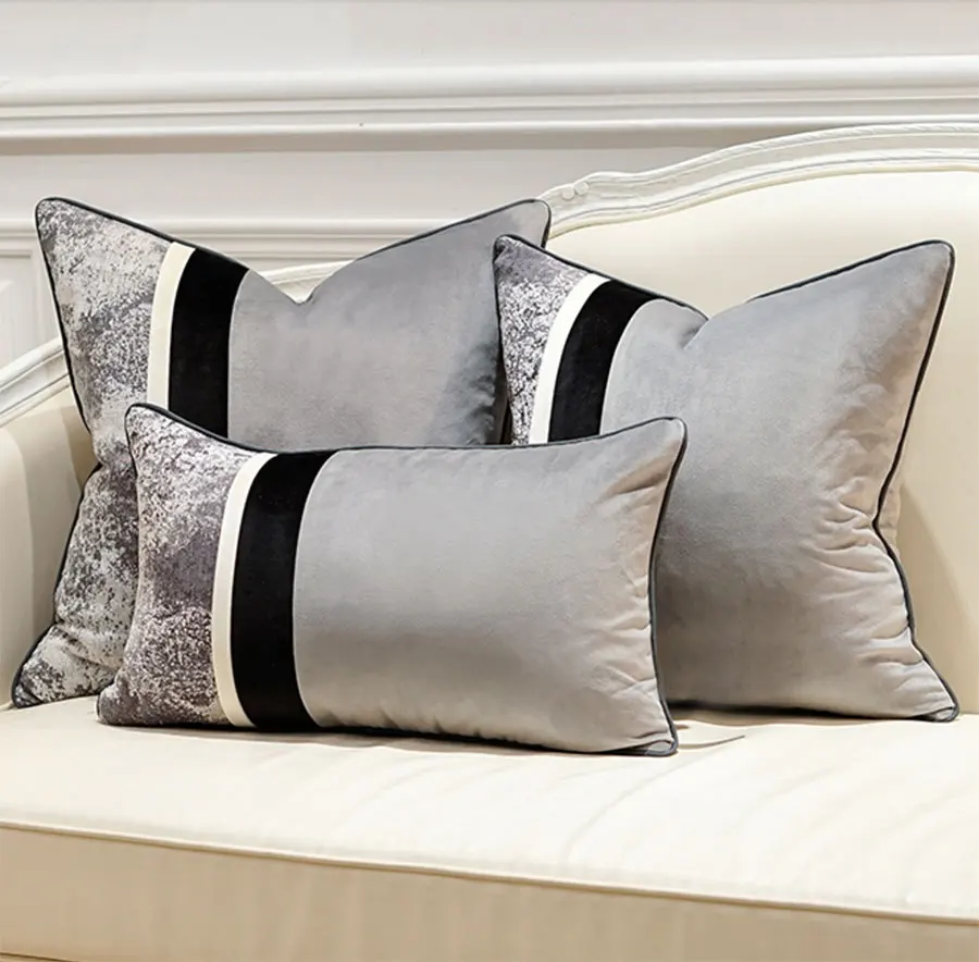 Vintage elegant grey pillow/almofadas case,modern design seat back cushion cover 45 50 60,retro decorative throw pillow case