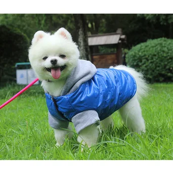 

Denim Cloth Cotton Winter Dog Jacket Dog Vest Coat Thickening Warm Puppy Dog Clothes Hooded for Pet Dog