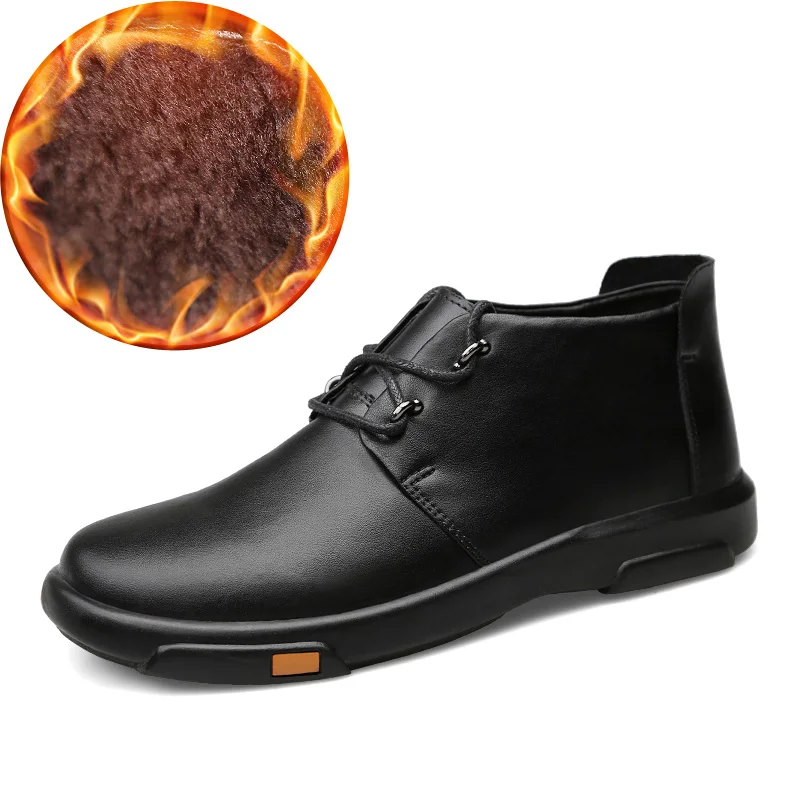 

Genuine Leather Men Ankle Boots Fashion Waterproof Autumn Winter Outdoor Mens Casual Shoes High Top Footwear