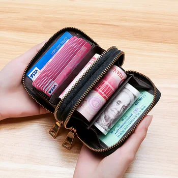 

2020 new ladies wallet double zipper key card holder womens wallets and purses