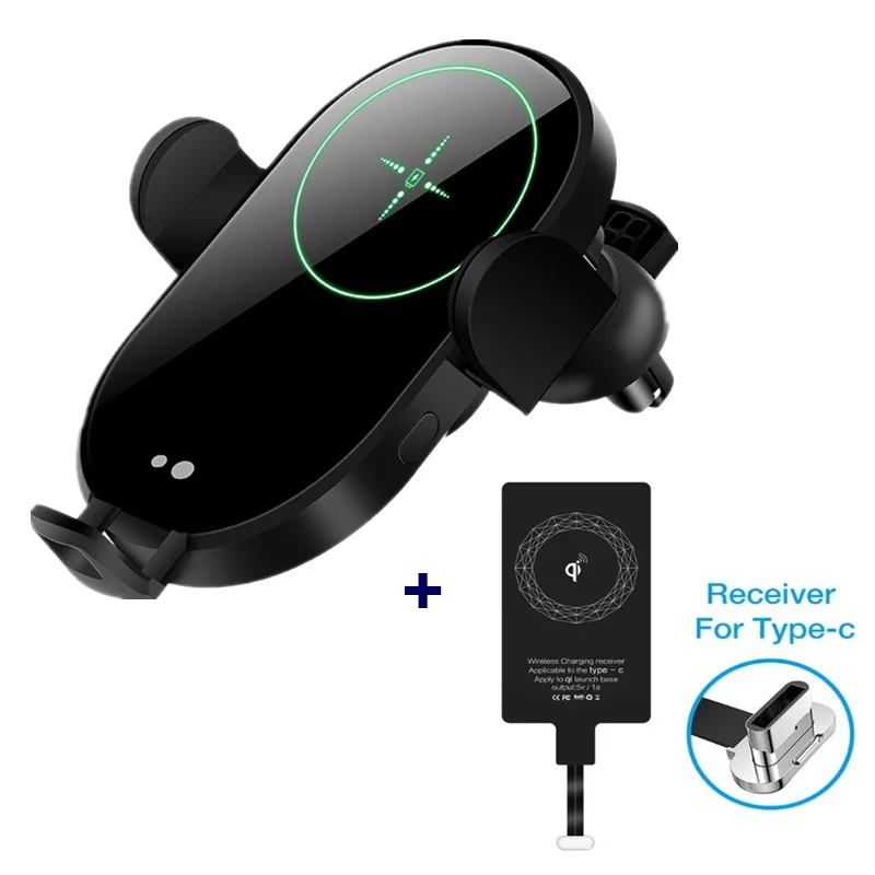 For Type C Tongdaytech 15 Вт Qi автомобильное беспроводное зарядное устройство для Iphone 8 X XS 11 Pro MAX автомобильное крепление Быстрое беспроводное зарядное устройство для samsung S10 S9 S8 Plus - Тип штекера: For Type C