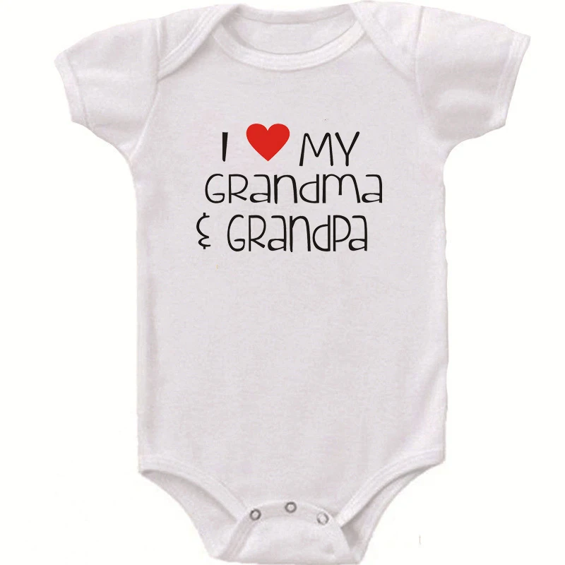 Летние белые боди с короткими рукавами, с надписью «I Love My Grandma», «Дедушка», для новорожденных, детские комбинезоны, милые детские боди для новорожденных девочек и мальчиков