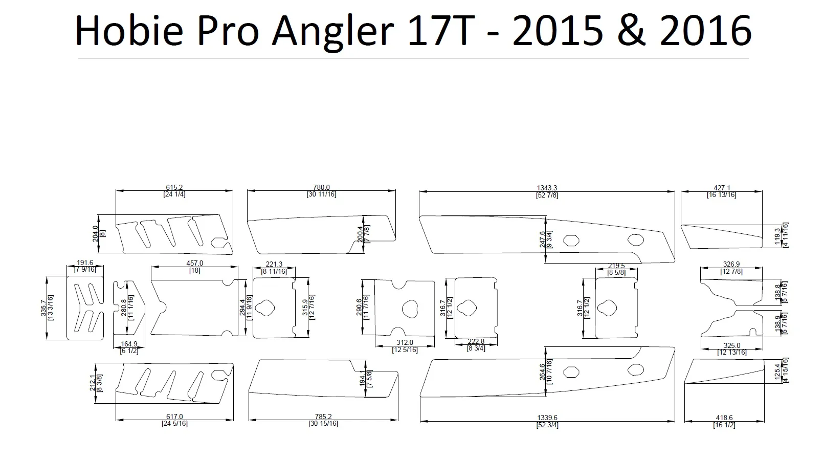 Hobie Pro Angler 17T Каяк Лодка EVA настил КОВРИКИ НАБОР 1/4"