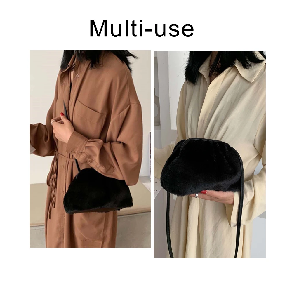  Fashion Elegant Cloud Women Clutch Baguette Shape Bag Pleated Dumpling Shoulder Messenger Bag Phone - 4000192504845