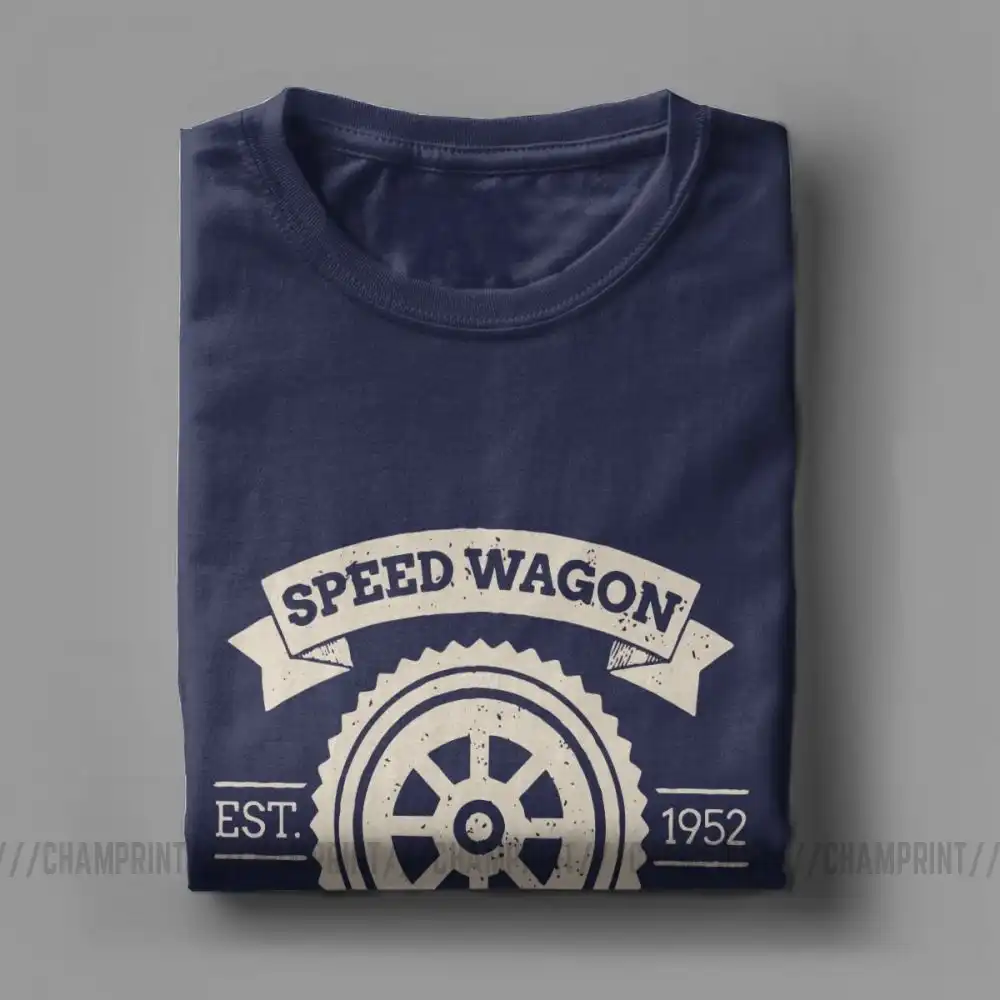 Мужская футболка с круглым вырезом коротким рукавом и надписью SPW Speed Wagon