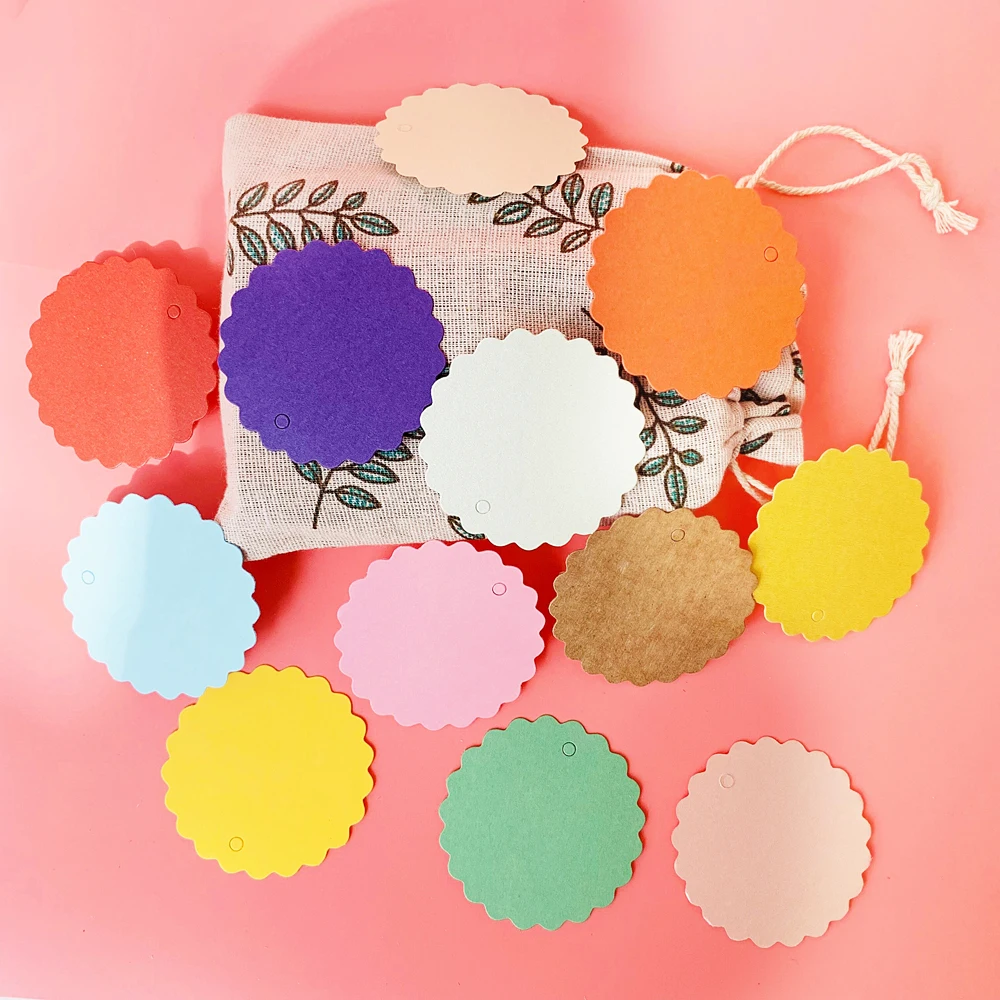 

125Pcs 6cm Paper Gift Label Tag Handmade Jewelry Charms Tag Round Wedding Favors Christmas Cookies Decorative Tag Mix 13color