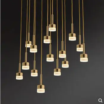 

Nordic restaurant single copper mini chandelier post-modern creative personality simple bar bedside front desk led chandelier