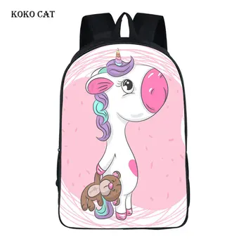 

Koko Cat Unicorn Printed Children Backpack Primary School Student Book Bag Orthopedic Daypack for Boys Girls Mochila Escolares