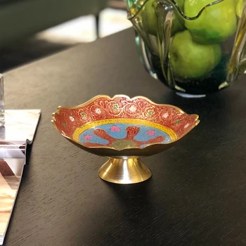 

Copper Storage Hand Carved Texture Tray Jewelry Display Plate Necklace Ring Earrings Display Tray Creative Decoration Organizer