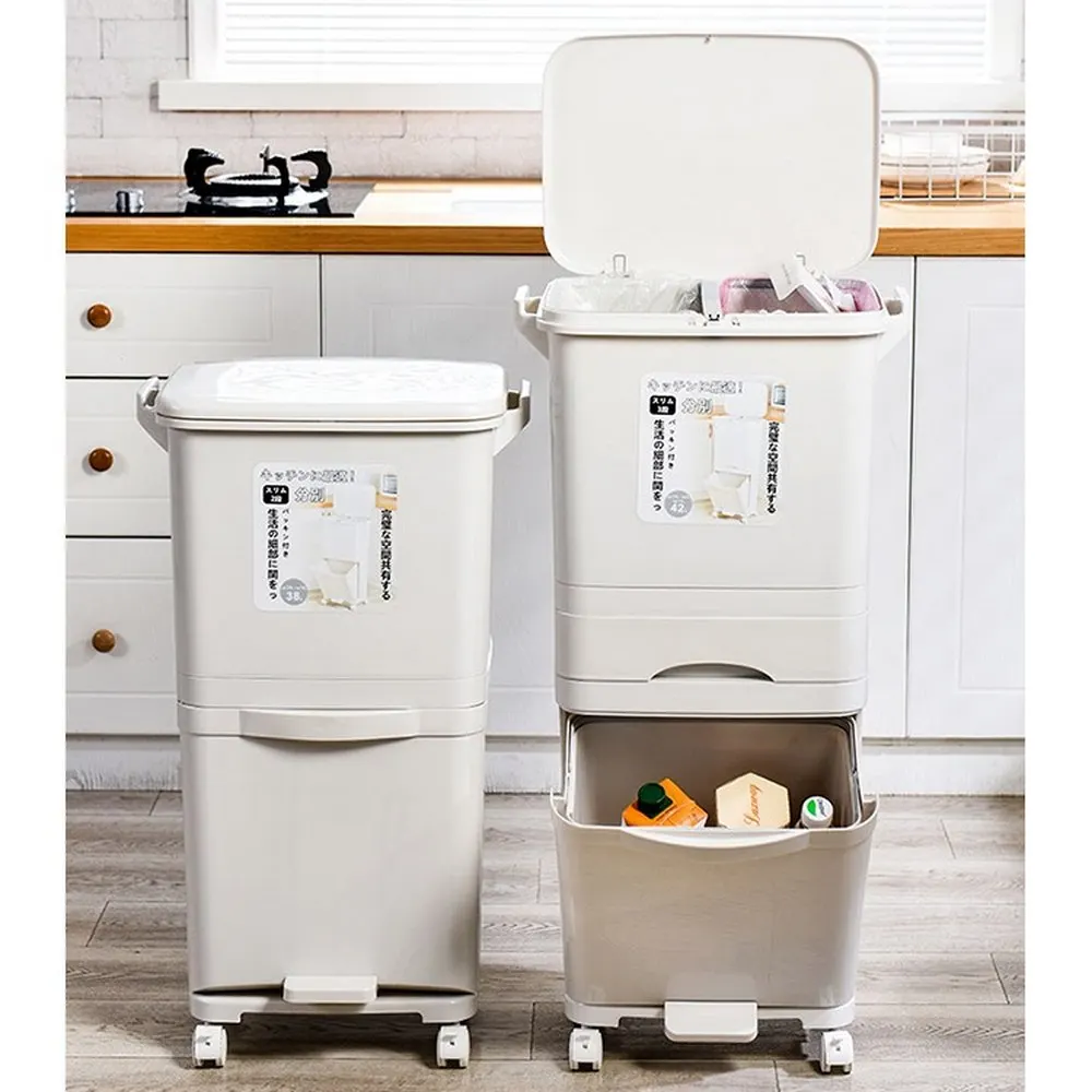 Wet Dry Separation Garbage Can 38/42/45/48L Pedal Storage Large Double Layers Trash Can Kitchen Was - 4000580119667