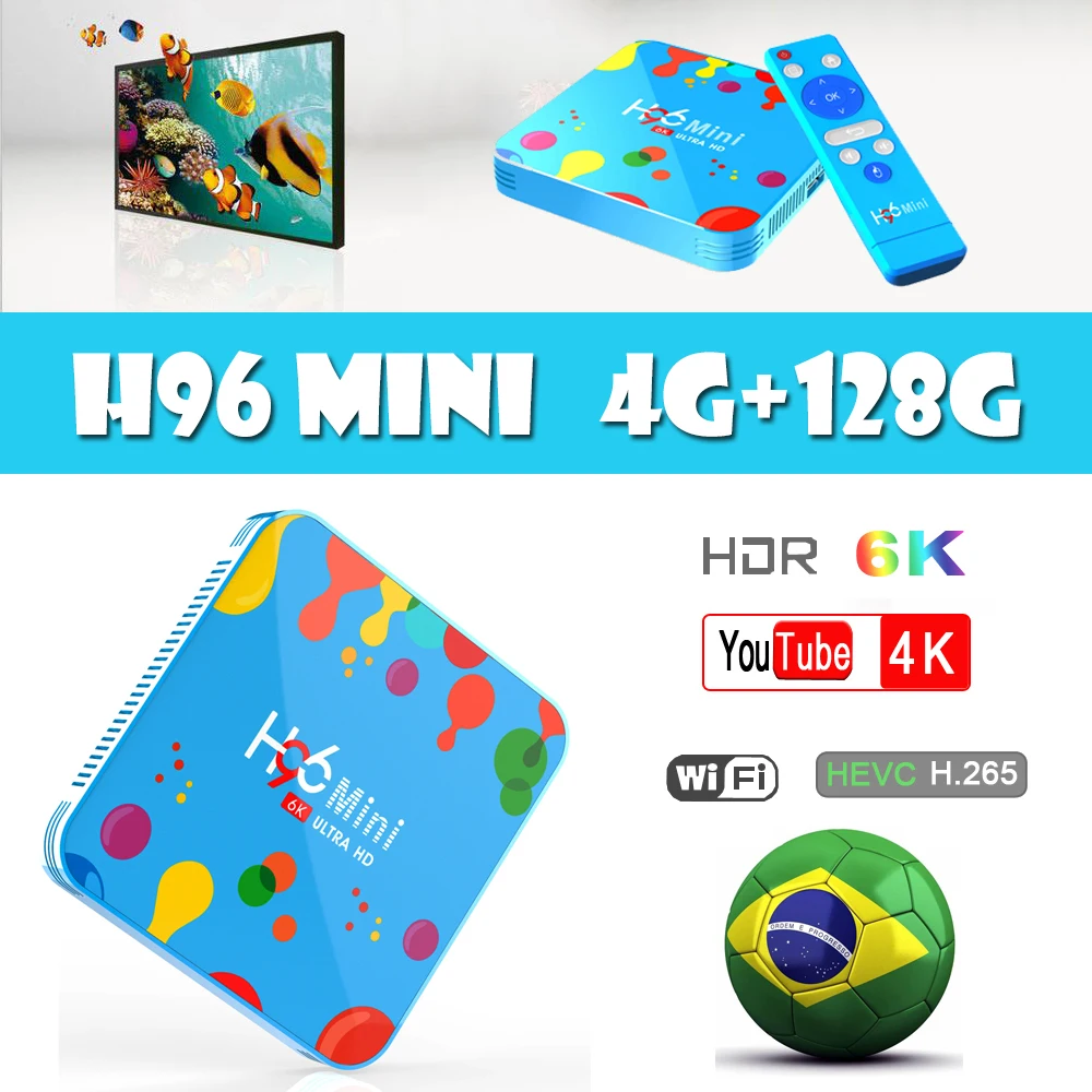 Четырехъядерный H96 Мини Android 9,0 ТВ приставка Allwinner H6 четырехъядерный 6K H.265 Wifi Bluetooth HD Youtube телеприставка IP tv Box 4GB32GB DAZN