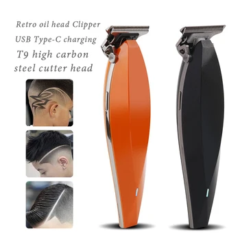 

New Type-C USB Rechargeable Hair Clipper lettering scissors push engraving White Hair Clippers upgraded T9 electric clippers