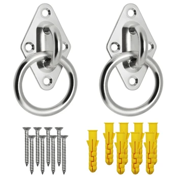 

8mm Diamond Boat Pad Eye Plate Anchor with Ring Suspension Ceiling Hooks Wall Mount Bracket for Home Suspension Trainer Straps G