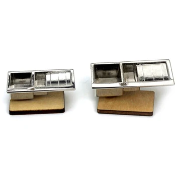 

1:12 Mini Alloy Kitchen Sink Simulation Vegetable Wash Basin Model Toy for Doll House Miniature Decoration