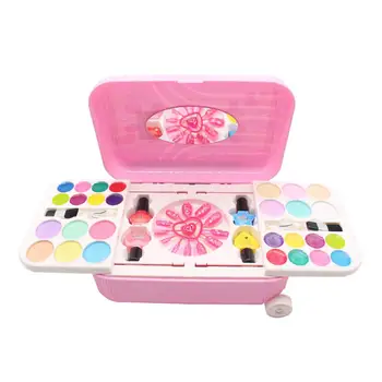 

Pretend Play Girls Kit Safe Non-toxic Toys Makeup Set with Suitcase Preschool Kids Beauty Safety Toy for Children Girl Makeup