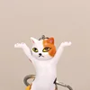 Funny Cartoon Dancing Cat Metal Keychain White Black Orange Grey Kitten Bell Trinket Car Keyring Bag Couple Pendant Pen Holder 4