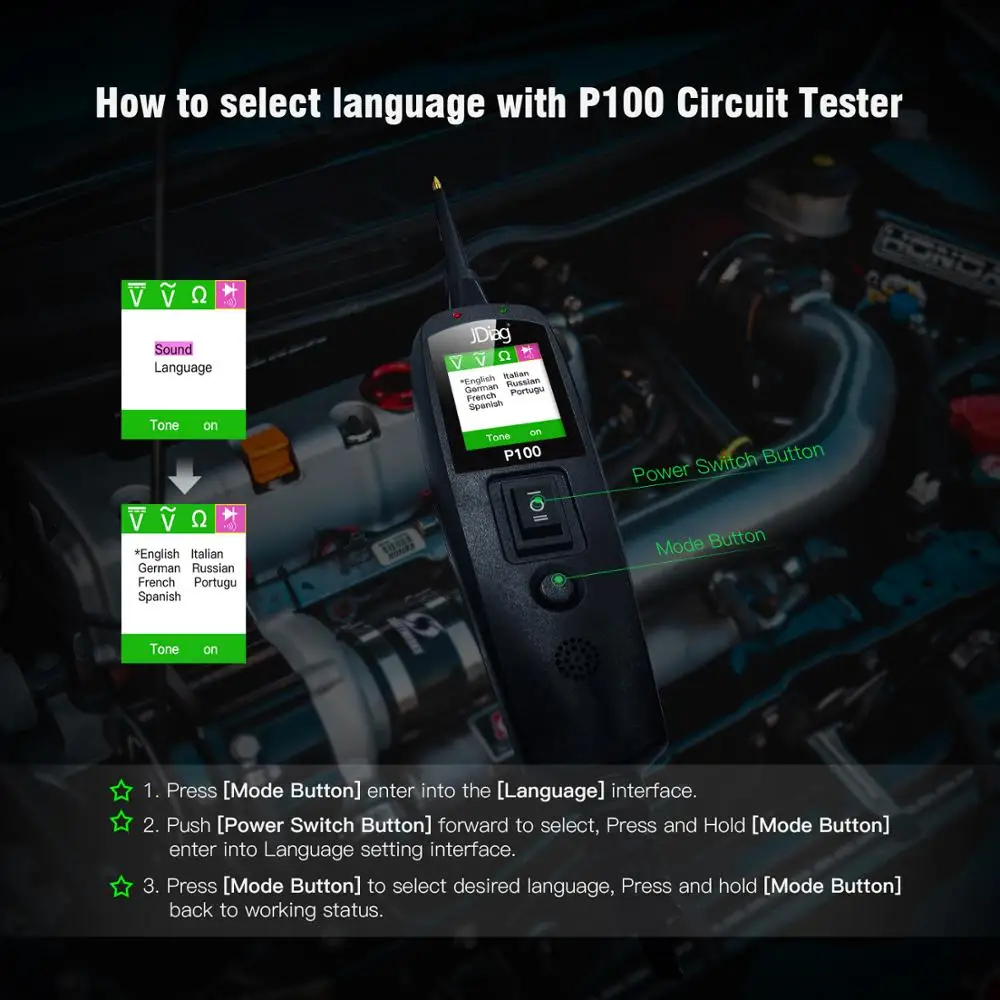 JDiag PowerPro P100 многоязычный тестер электрических схем для автомобилей грузовиков и